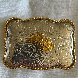 Ivan - silver and gold plated bull rider childs belt buckle